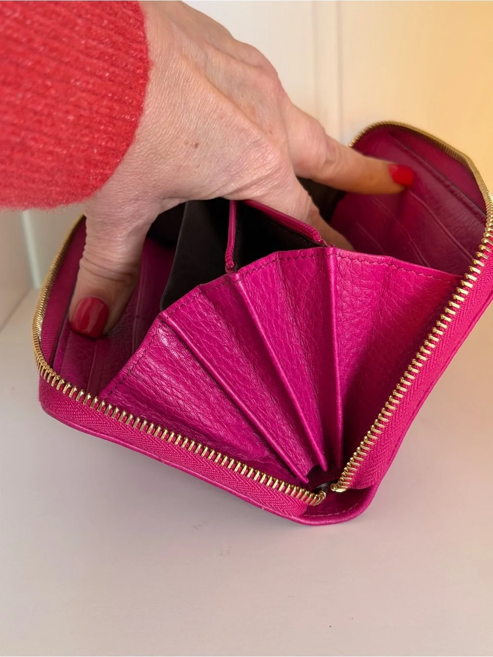 Gucci Bamboo Tassel Zip Around Wallet Pink Leather - Picture 12 of 13